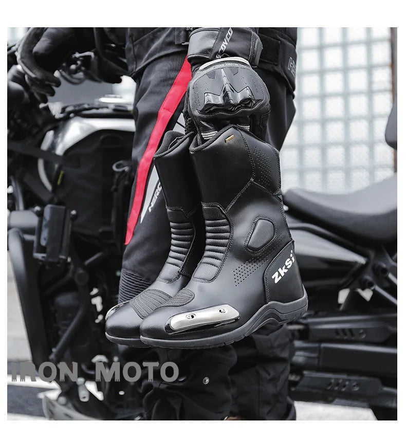 Motorcycle Shoes Full Leather Motocross Boots with Shifter Guard Cafe Boots Enduro Boots for Touring&hiking Moto Protection Gear