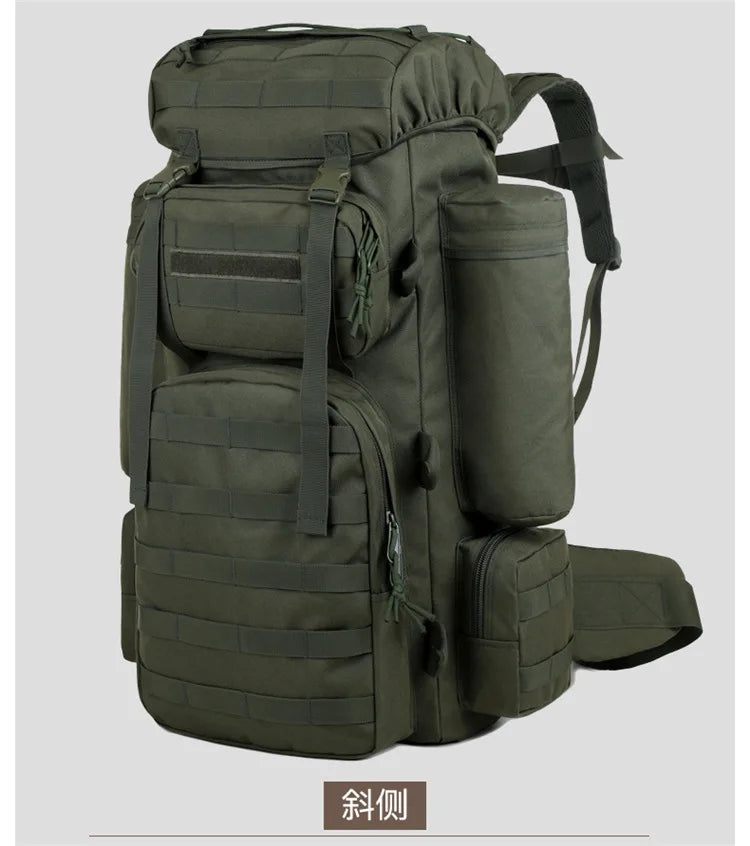 70L Large Capacity Tactical Backpack,Wear-Resistant Rainproof Oxford Cloth,Multifunctional Outdoor Camping Hiking Climb Bag,B437