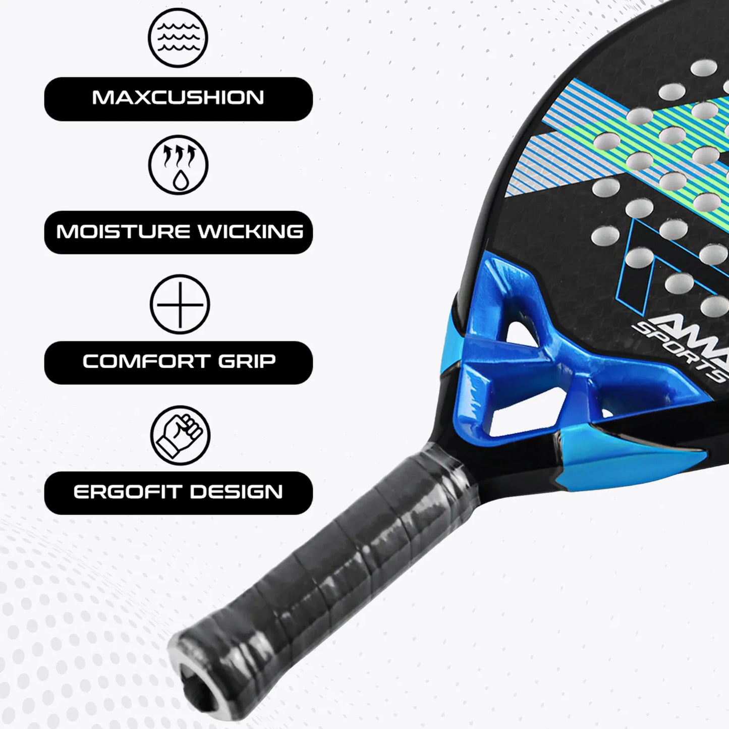 Padel Racket 12K Carbon Fiber Surface with EVA Memory Flex Foam Core Lightweight Padel Racquet with Bag POP Padel Tennis Rackets