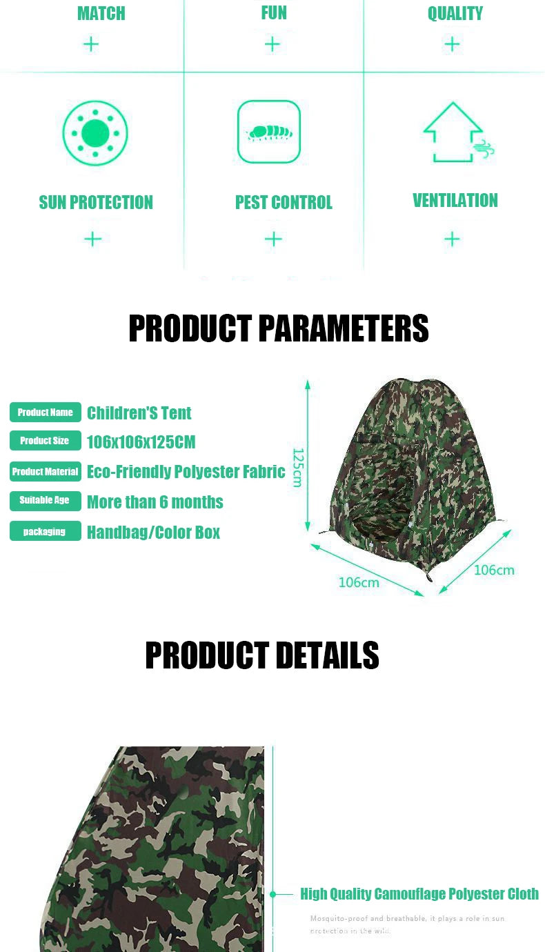 EMER Outdoor Camouflage Bird Watching Camping Tent Portable Play House  Children's Tent for Outdoor Shade Sports Beach Air Tent
