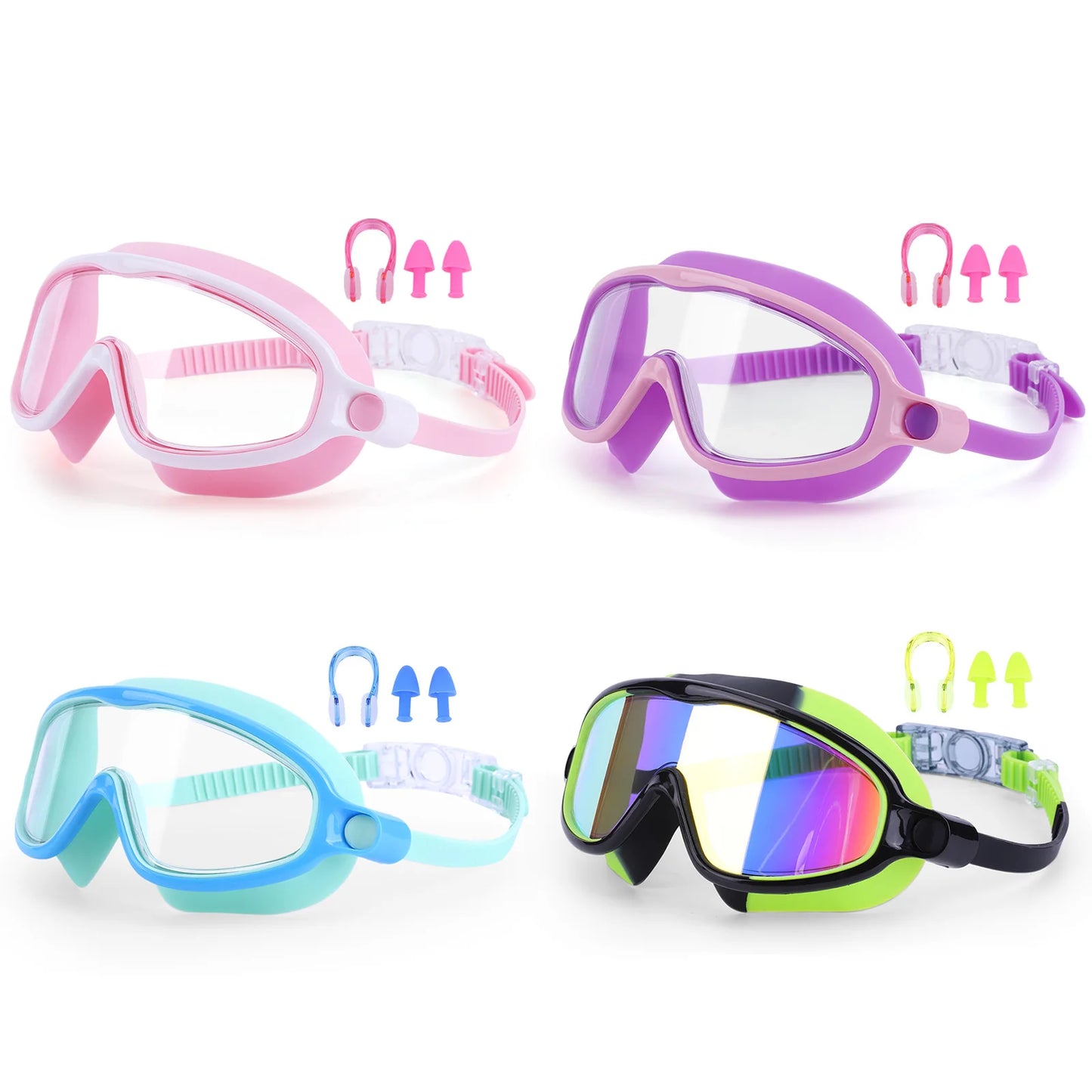 2Pcs Swimming Goggles Anti Fog Transparent Swimming Glasses Leakproof Wide View Swimming Eyewear Professional Swim Equipment