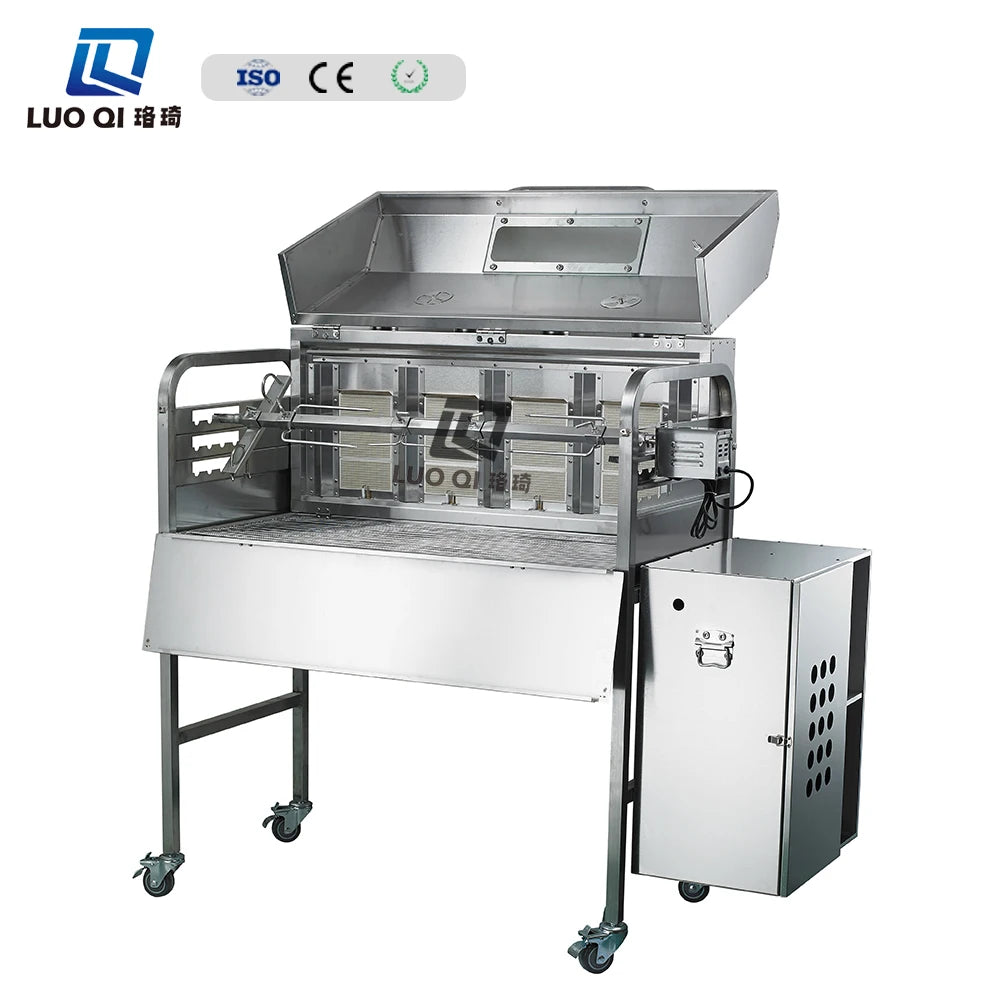 Luxurious Large Rotisserie Stainless Steel Gas and Charcoal BBQ Grill 60KG Outdoor Wholesale Barbecue Grill