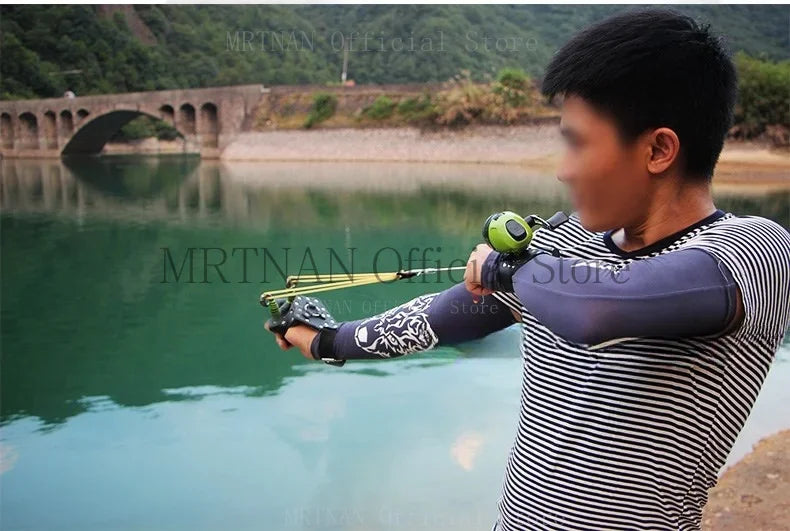 Powerful Fishing Slingsshot with Wrist Rest Outdoor Hunting Sling Shot Large Catapult for Fishings and Ball