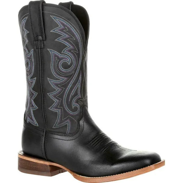 Men Boots Mid Calf Western Cowboy Motorcycle Boots Male Autumn Outdoor PU Leather Totem Med-Calf Boots Retro Designed Men Shoes