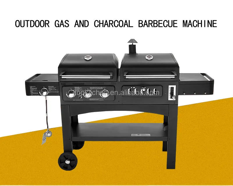 Outdoor Barbecue grill Charcoal Gas Comb BBQ Grill American family party  Machine courtyard gas and carbon dual-use bbq