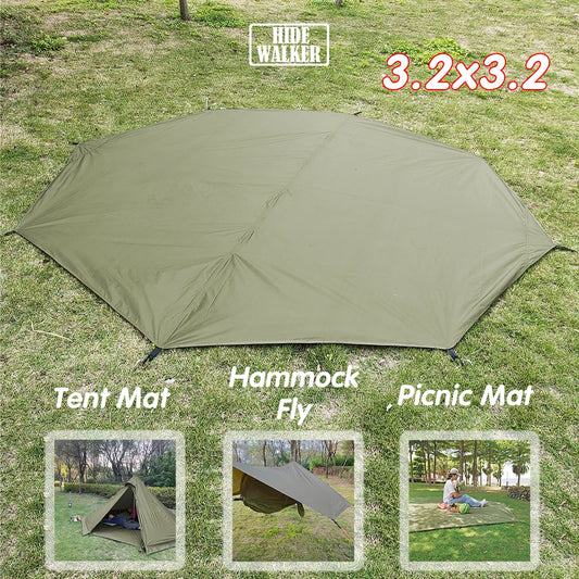 Octagonal Mat 3.2x3.2m for Pyramid Hot Tent Ground Sheet for Tipi Tent Waterproof Picnic Mats Outdoor Multipurpose Tactical Tarp
