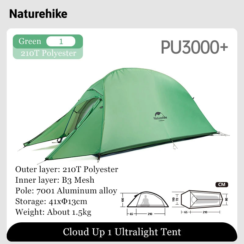 Naturehike Outdoor Upgrade Cloud Up 2 3 Person Tent 20D Nylon Silicone Double Layer Aluminum Pole Ultralight Camping Hiking Tent