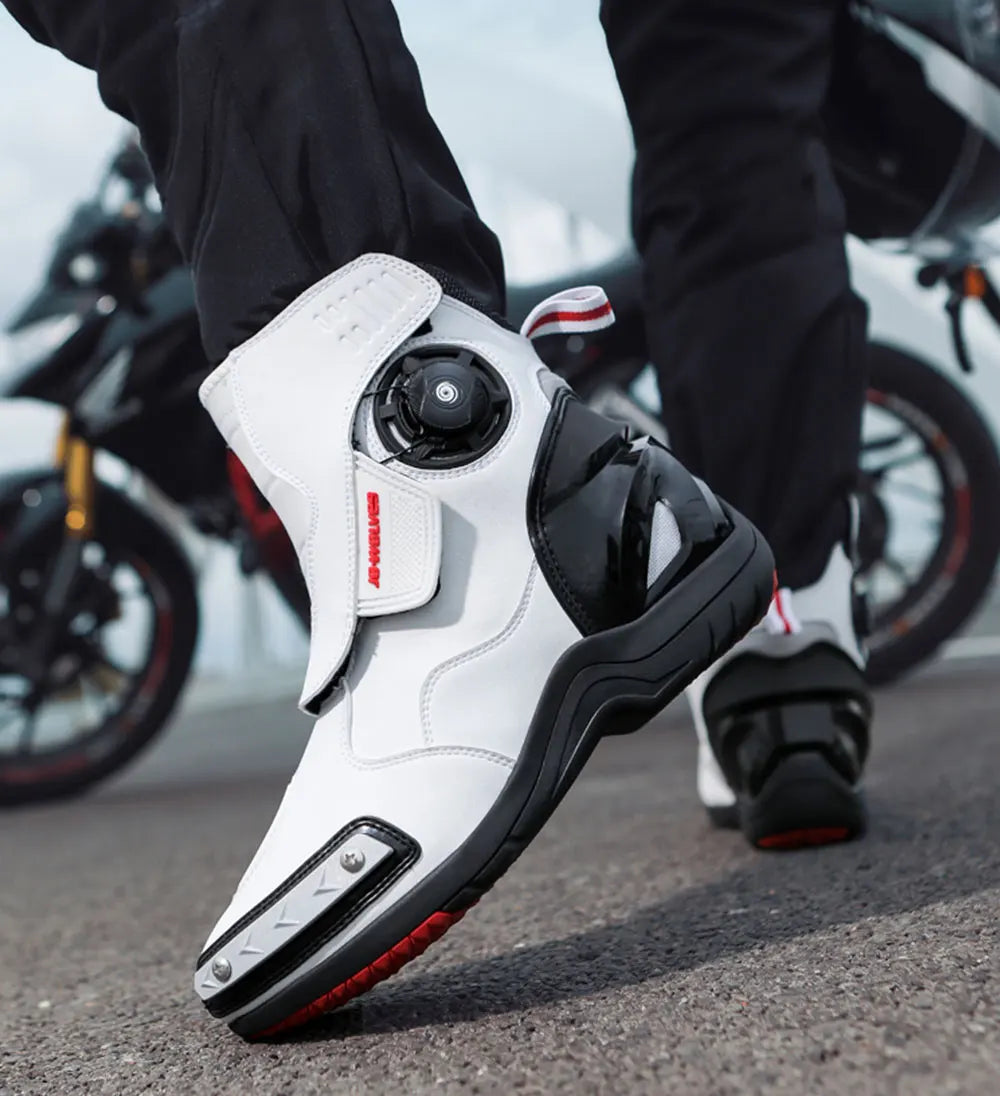 Fashion Men's Motorcycle Boots Waterproof Anti-Slip Motorbike Boots Man Motos Riding Shoes TPU Anti-collision Motocross Boot