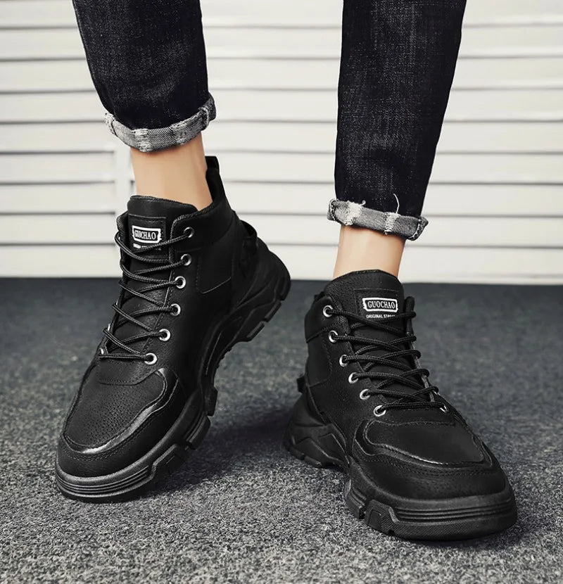 2024 Men's Boots Casual Shoes Winter Leather Designer Luxury Ankle Boots Platform Work Safety Shoe Sports Shoes Men's Boot Botas