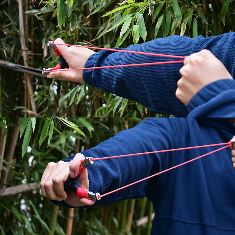 New Style Stainless Steel Powerful Slingshot with Tube Rubber Band Mud Balls Slingshot Catapult Bag for Hunting Outdoor