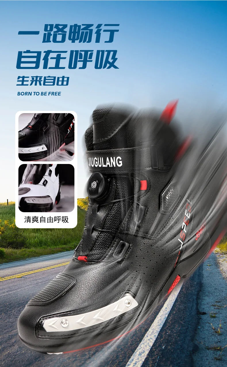 Motorcycle Boots Man Leather Motos Riders Protective Motocross Boots Waterproof Non-slip Motocross Mountain Racing Shoes