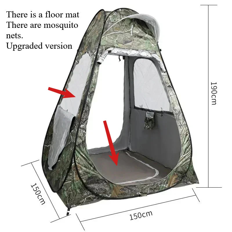 1-2Person Camouflage Ice Fishing Tent Anti-Mosquito  Rain-Proof Sunscreen Double Doors  2 Windows Pop-Up Quick Open150x150x190cm