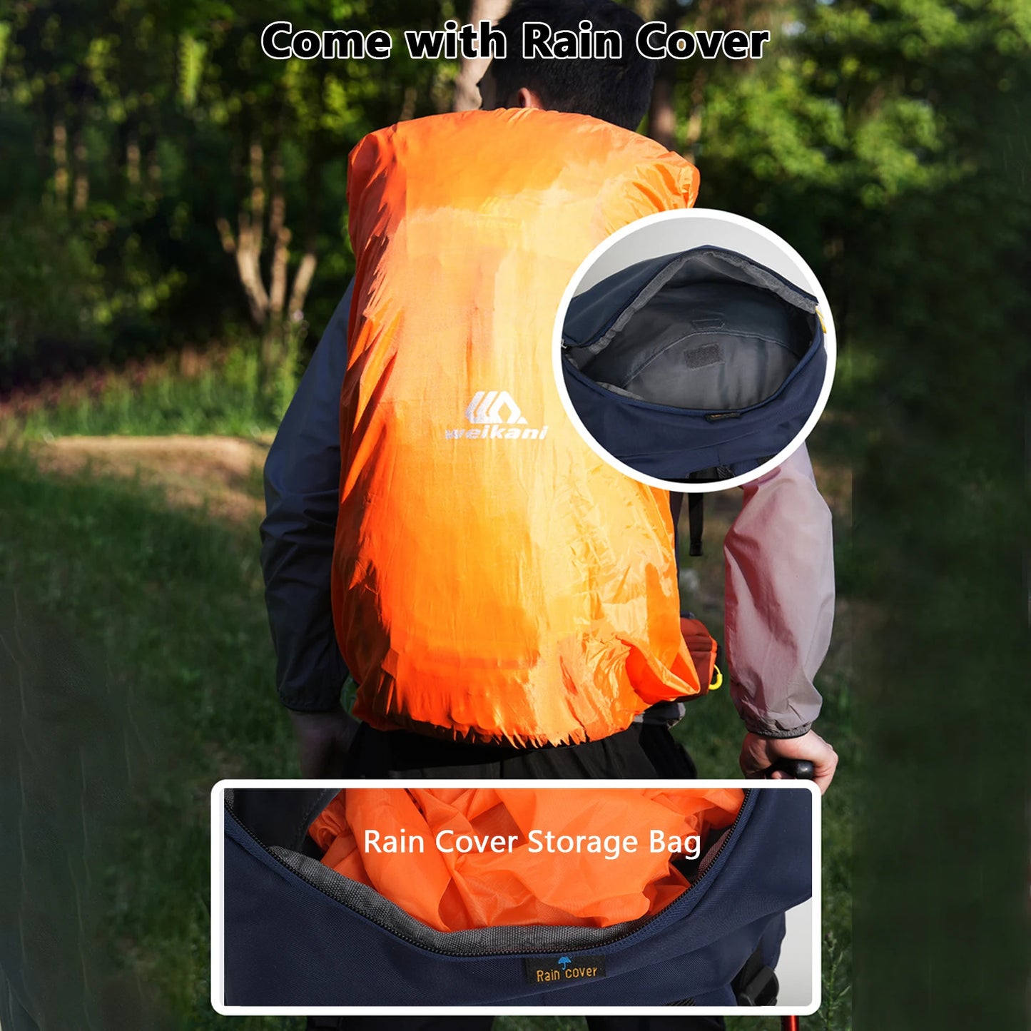 60L Nylon Mountaineering Backpack Lightweight Breathable Camping Hiking Gear with Adjustable Chest Buckle for Outdoor Camping