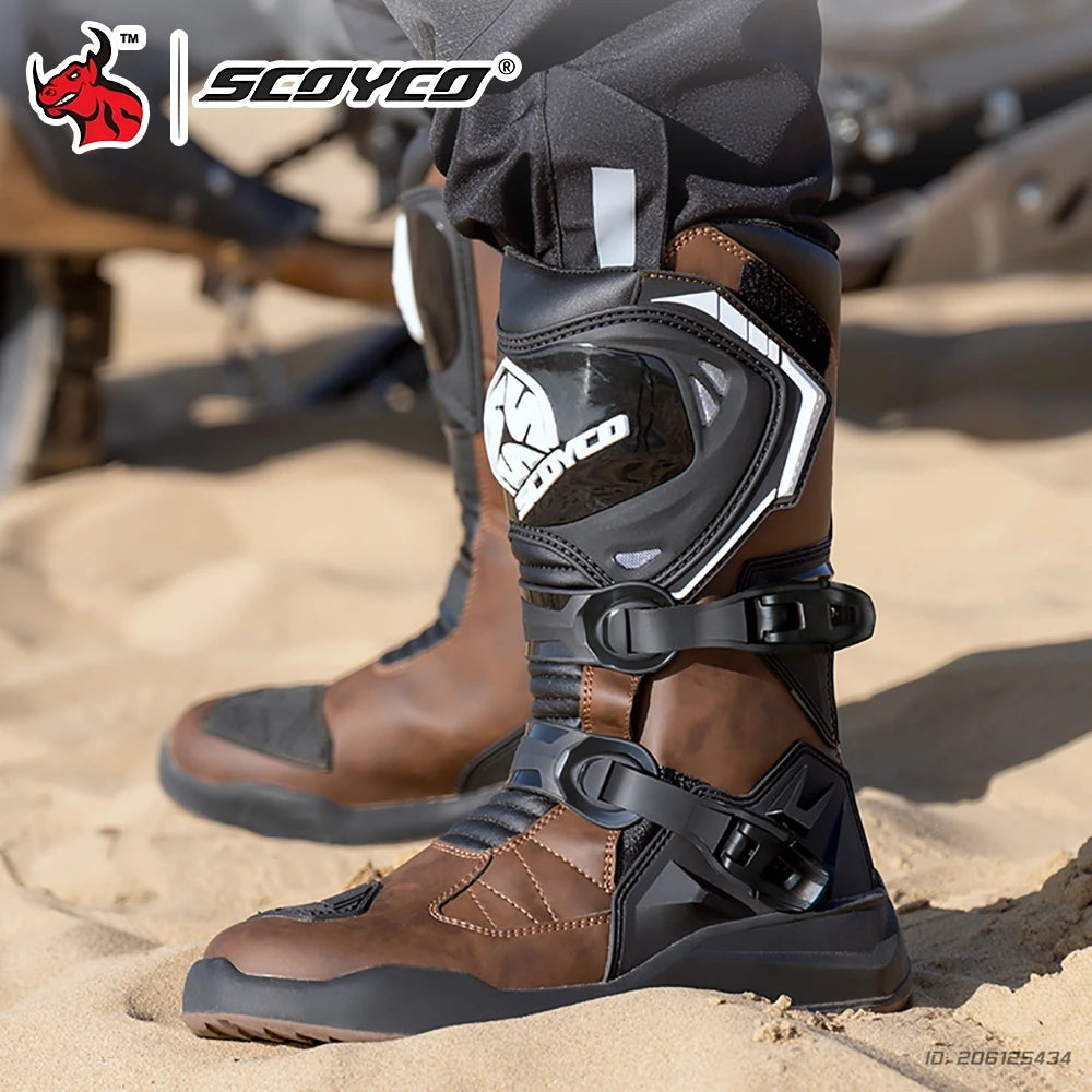 Motorcycle Boots Windproof Waterproof Motocross Boots Anti-Slip Professional Motorbike Shoes For Outdoor Off-Road Rally Riding