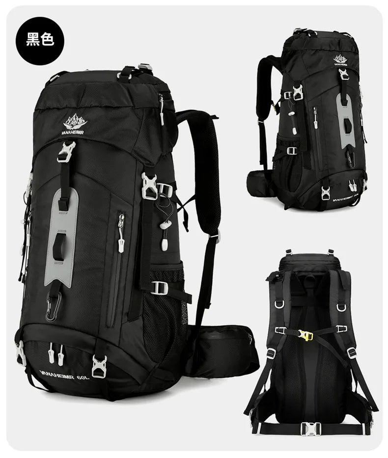 60L Large-Capacity Outdoor Mountaineering Backpack,Anti Splashing Water Wear-Resistant Camping Hiking And Cross-Country Backpack