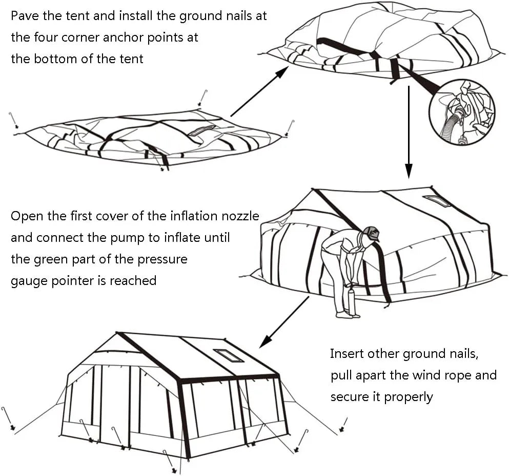 Luxury Inflatable Picnic Dome Tent, Outdoor Family Camping, Green, 17.2