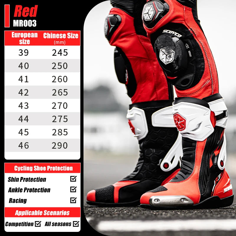 SCOYCO Motorcycle Racing Boots Unisex Waterproof Motorbike Boot Anti Fall Slip Resistant Biker For Protection Motocross Footwear
