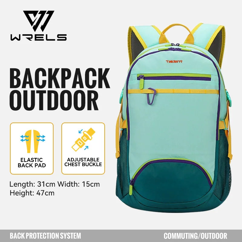 WRELS Backpack Camping Bag Large Capacity Backpack Lightweight Waterproof Mountaineering Bag Breathable Casual Travel Backpack
