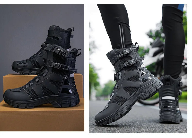 Motorcycle Boots Men's Mid-Calf Motocross Races Protective Boots Outdoor Breathable Non Slip Motos Sports Shoes Botas Moto Hombr