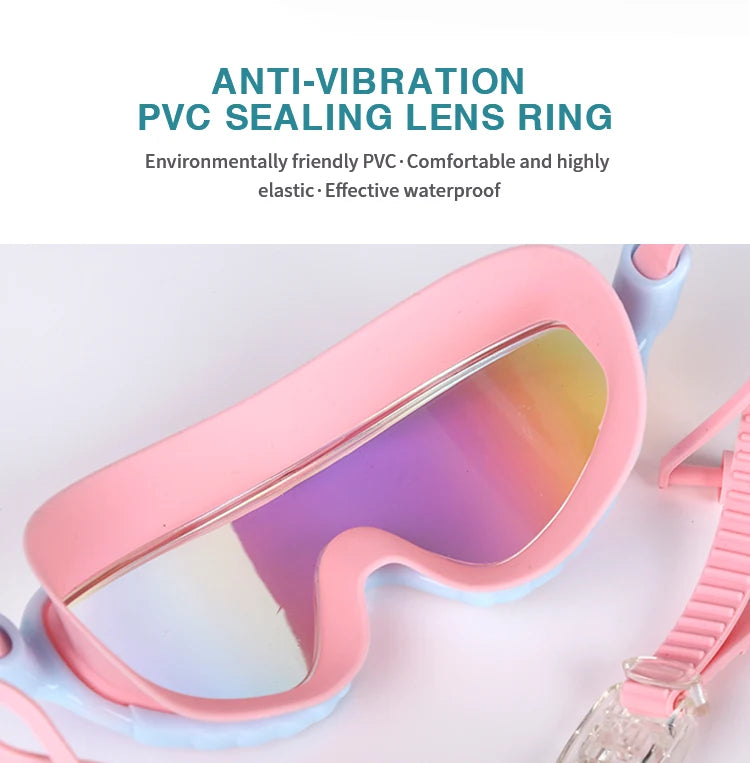 Kids Swimming Goggles for Boys & Girls (3-15 Years) - Big Frame HD View, Anti-Fog, No-Leak, Comfortable Silicone Swim Goggles