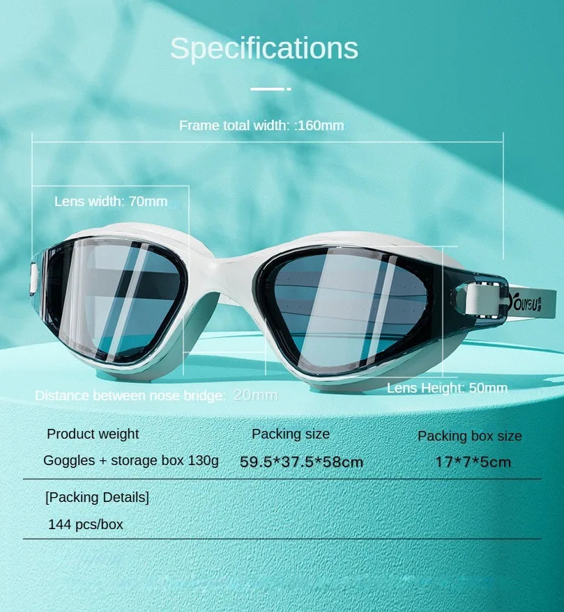 HD Anti-fog Swimming Goggles with Earplugs Adult Men Women  Leak Proof Adjustable high-quality Silicone Swim Protection EYEWEAR