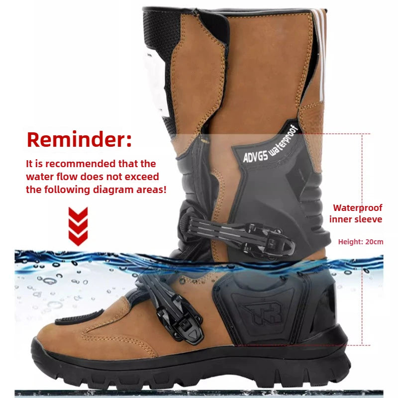 2025New Tiger G5 ADV Motorcycle Boots Black Khaki Off-road Rally Boots Microfiber Waterproof Bota Masculina Adventure Bike Botas