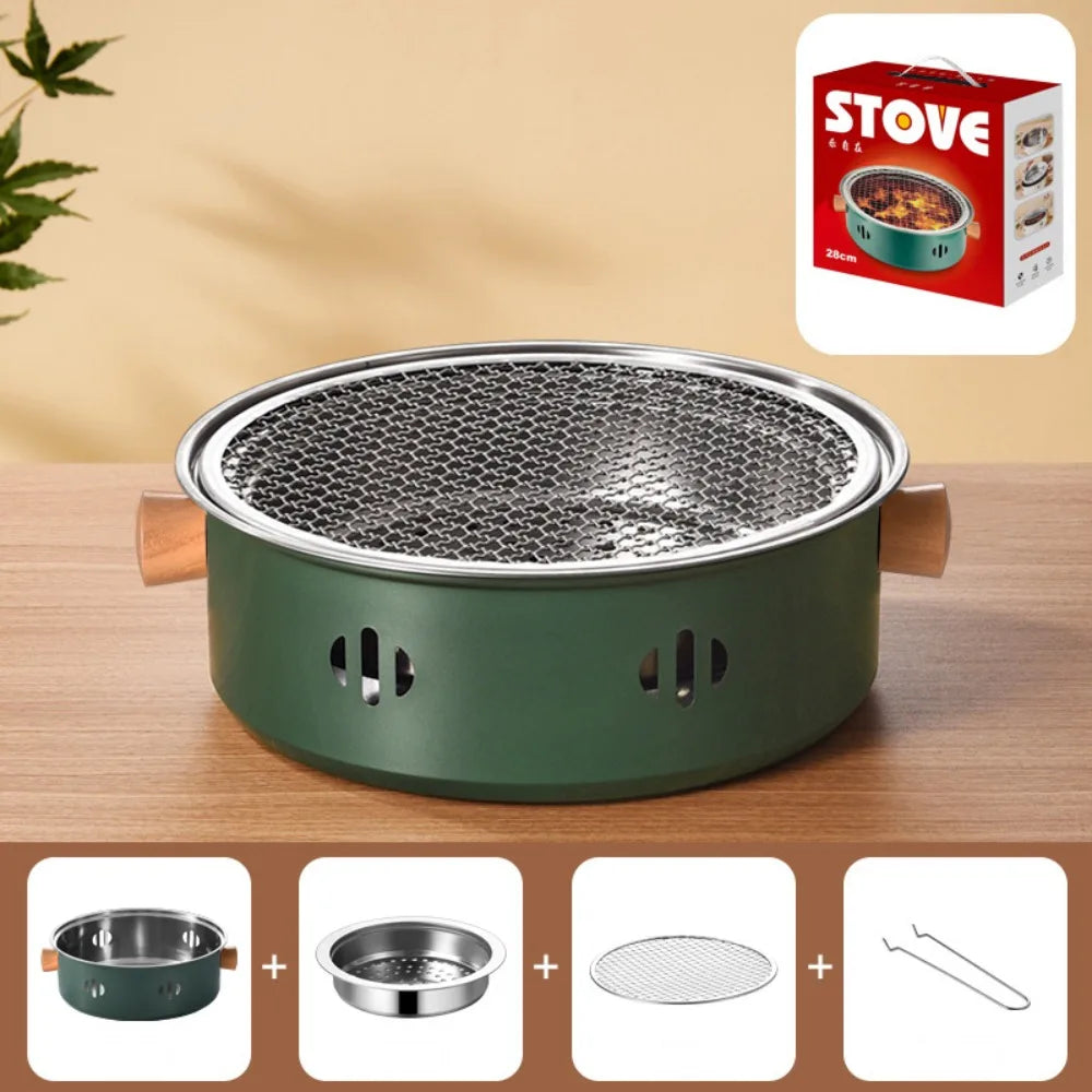 New Stainless Steel Barbecue Grill Multifunction Beige Green Black BBQ Stove Non-stick Barbecue Stove Barbecue Supplies