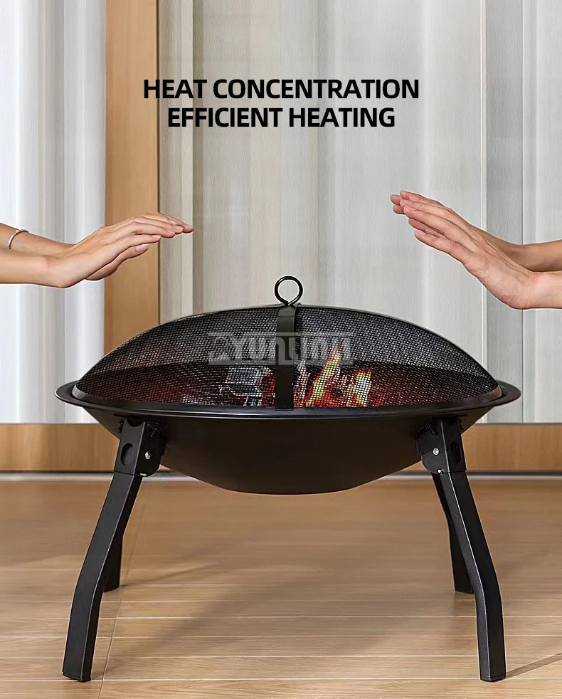 55cm Outdoor Round Brazier Foldable Barbecue Grill, Tea Heating Stove, Firewood Stove, Barbecue Stove, Carbon Bonfire Brazier KR