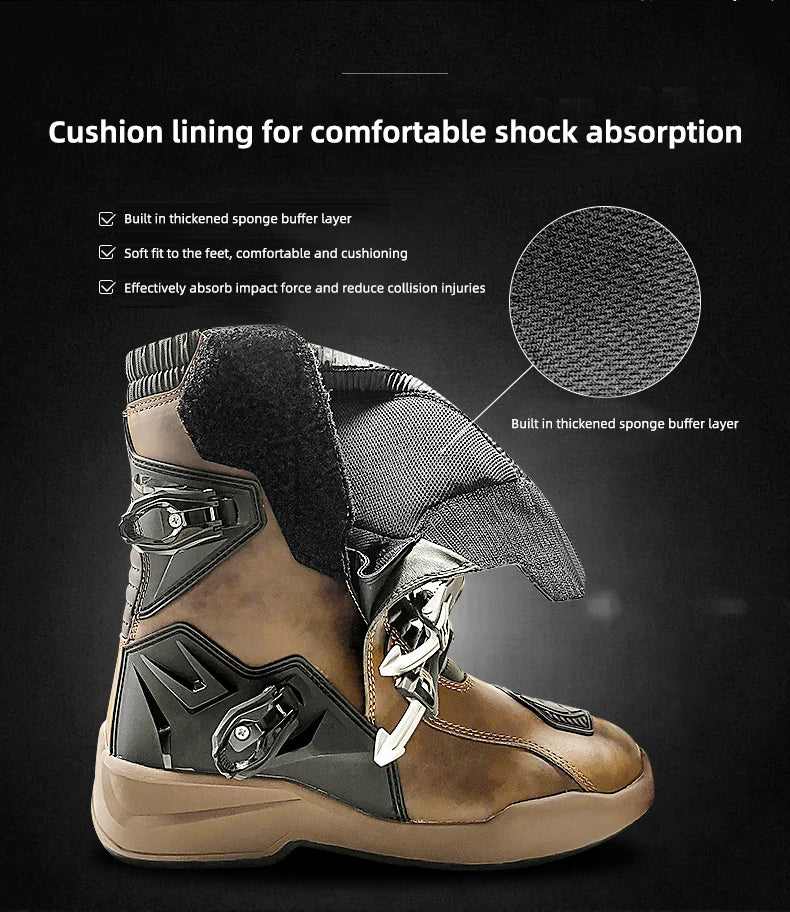 SCOYCO Motorcycle Protective Boots Men Waterproof Enduro Motorcyclist Shoes TPU Leather Anti-slip Motocross Rally High Top Boots