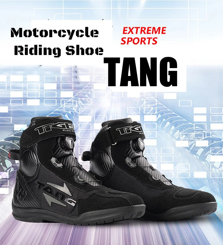 Motorcycle Road Racing Boots Professional Biker Shoes Motorbike Long Riding Protective Gear Shift Microfibe Leather boot