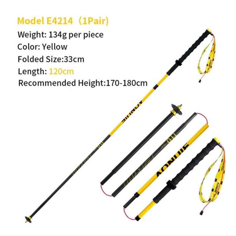 1 Pair AONIJIE E4214 Hiking Carbon Fiber Cross-country Poles Folding Trekking Pole Lightweight Walking Stick for Mountaineering