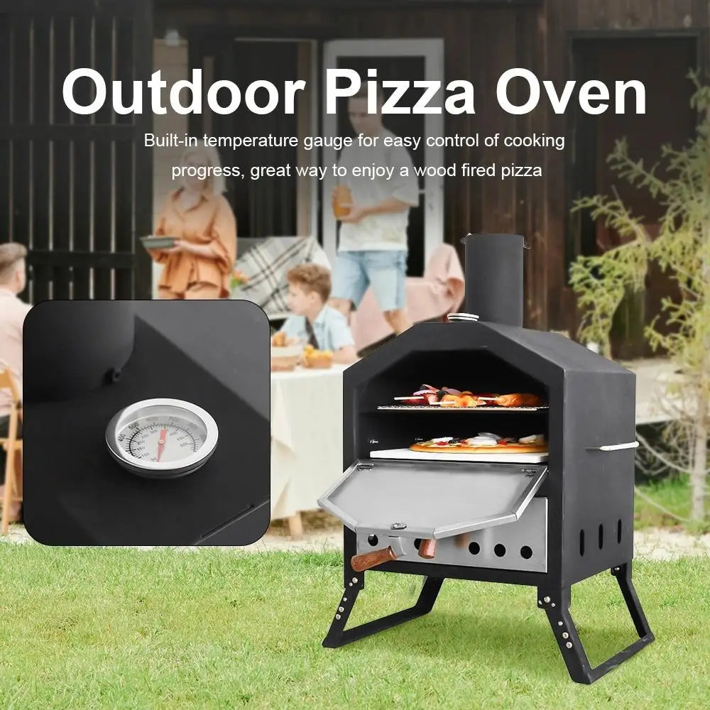 Outdoor Pizza Oven Carbon Steel Firewood Stove 12" Pizza Grill for Camping Hiking Picnic Barbecue Roast High-capacity Pizza