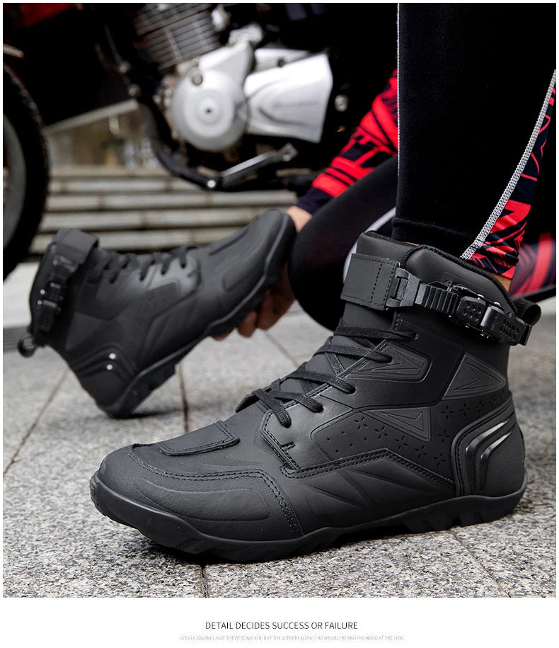 New Motorcycle Boots Men Breathable Motos Riding Boot TPU Protect Men's Motorcycle Shoes Anti Slip Motorbike Ankle Length Boots