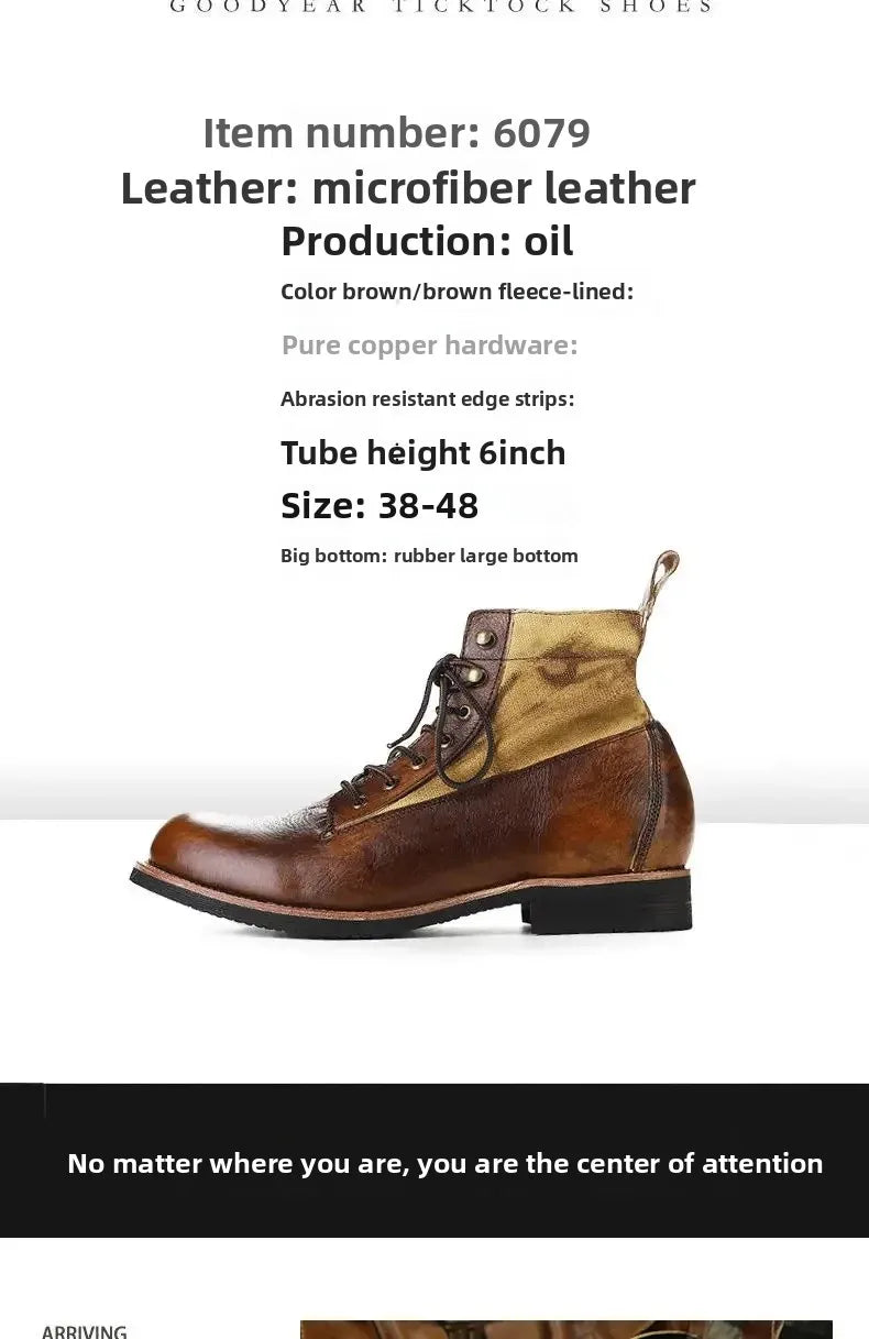 Four Seasons Boots Retro Work Boots Men's Trendy British Motorcycle Shoes Paratrooper Boots Extra Large Size 38-48