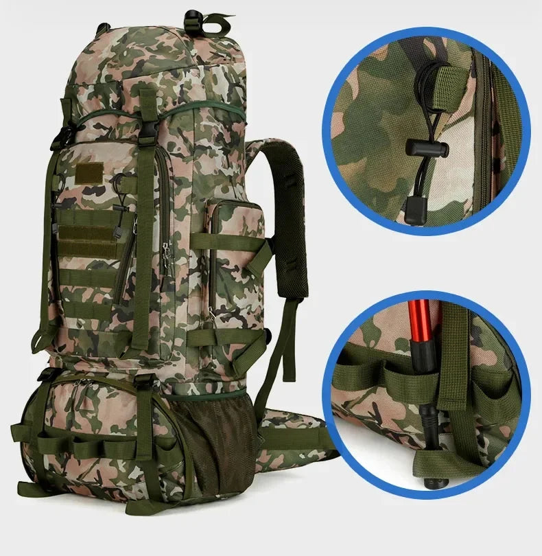 90L Travel Bag Camping Backpack Tactical Hiking Climbing Bags Mountaineering Large Sport Knapsack Outdoor Men Luggage Rucksack
