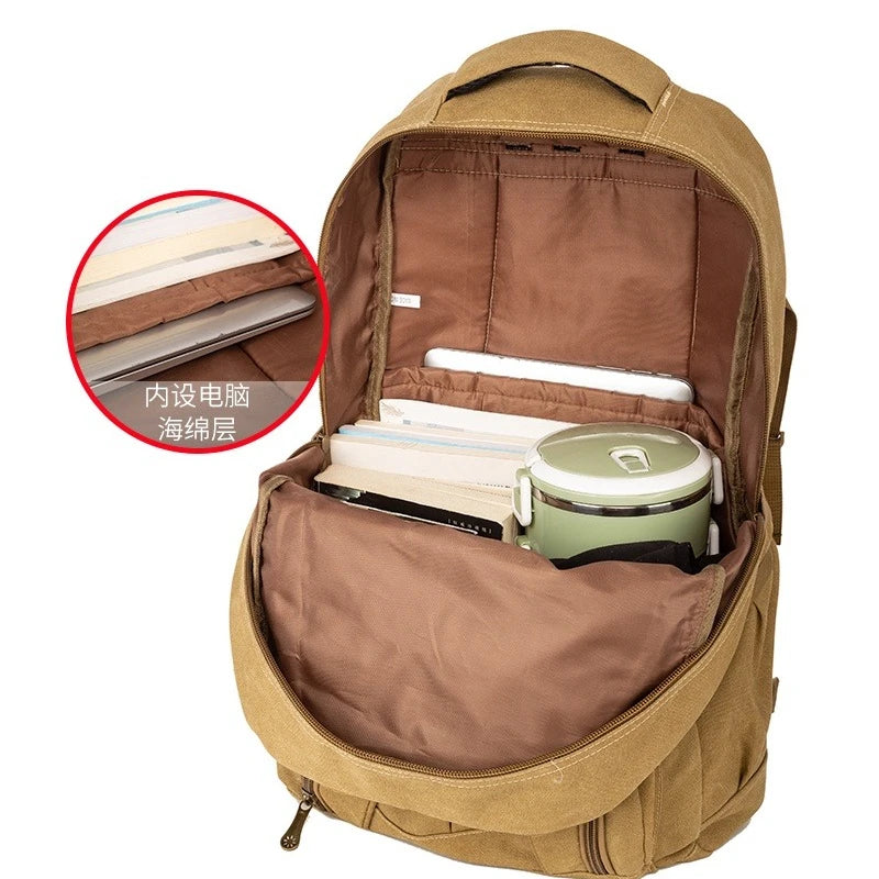 55L 70L Canvas Sports Backpack Men Outdoor Hiking Camping Travel Bag Luggage Rucksack Large Capacity Climbing Tactical Backpack