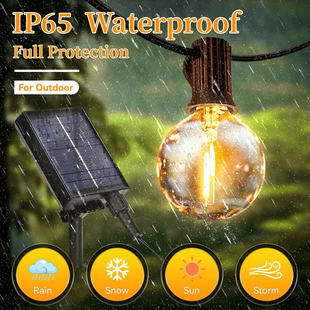 LED Solar String Lamp Waterproof Garden Lights Outdoor Remote Control Solar Camping Tent Lighting for Party Backyard Decorative