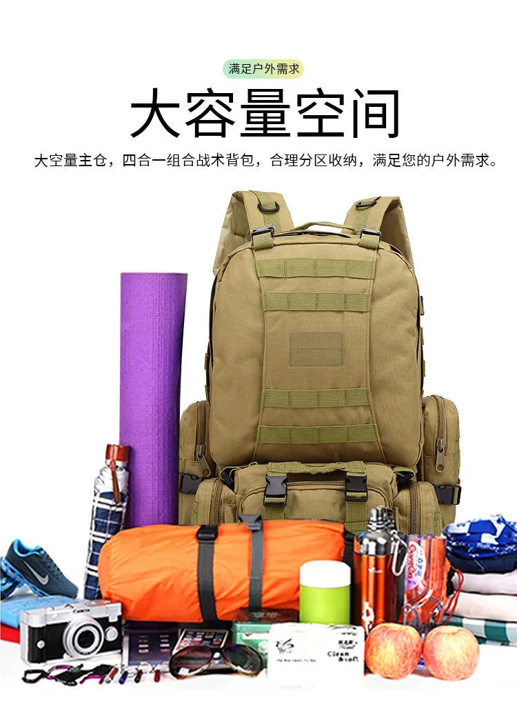 Tactical Backpack Military 50L Waterproof Hiking Backpack with MOLLE System for Outdoor Camping, Hunting, Travel, Daypack