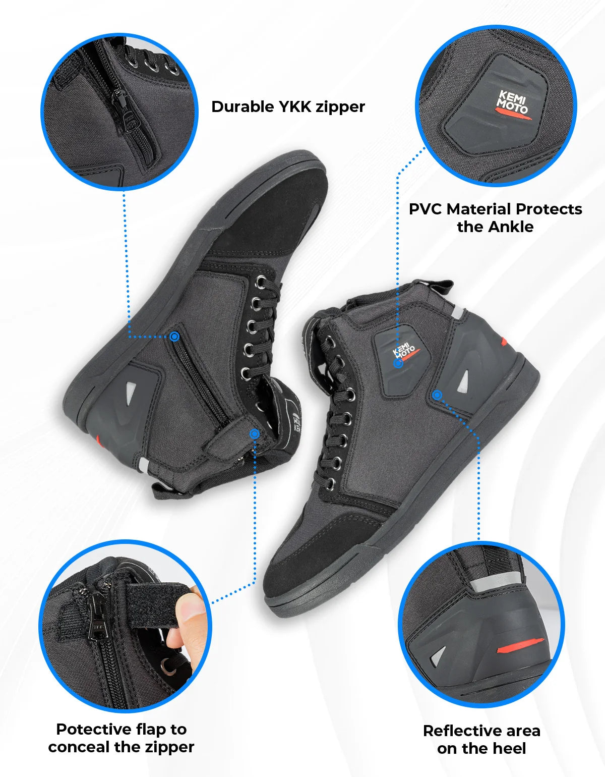 KEMIMOTO Motorcycle Riding Short Boots Men Summer commuting Shoes Sneakers Anti-slip Protection Breathable Casual rides Gear