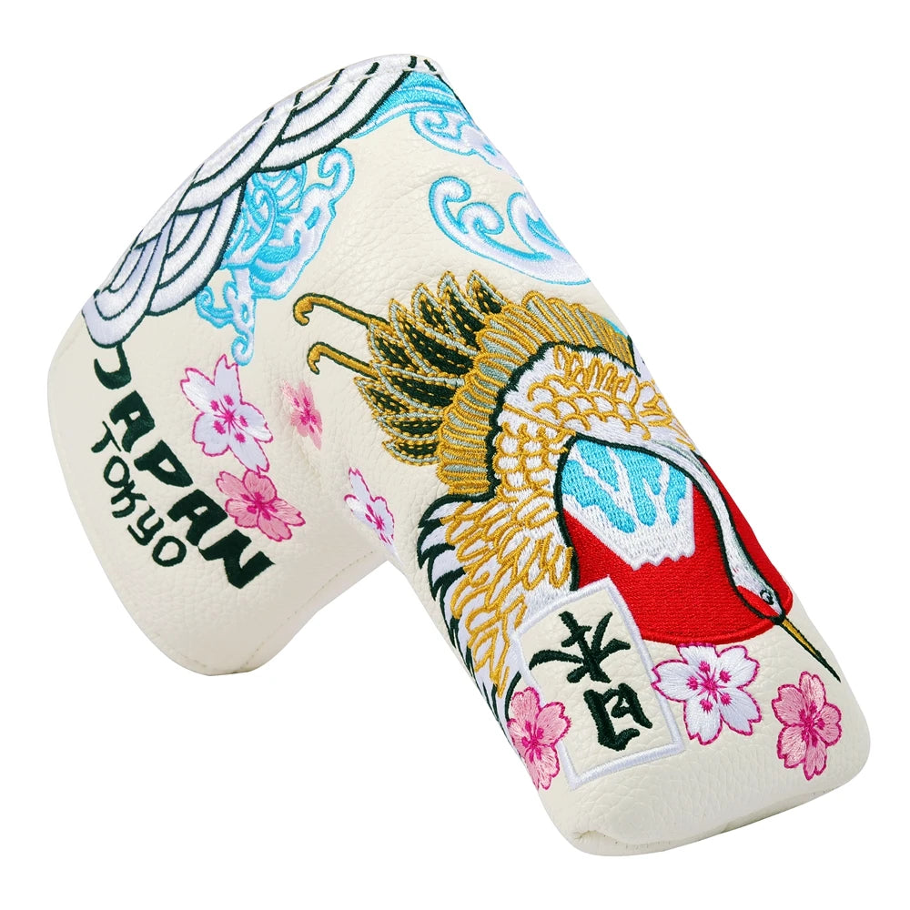 Crane Japan Embroidery Magnetic Closure Center shafted Golf Mallet Putter Headcover Golf Blade Putter Cover