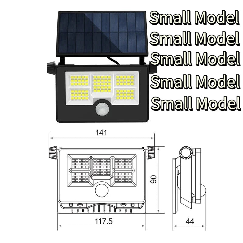 Solar Light Outdoor Foldable Floodlight Waterproof Spotlight Wall Human Body Sensor Lamp for Garden and Courtyard Lighting