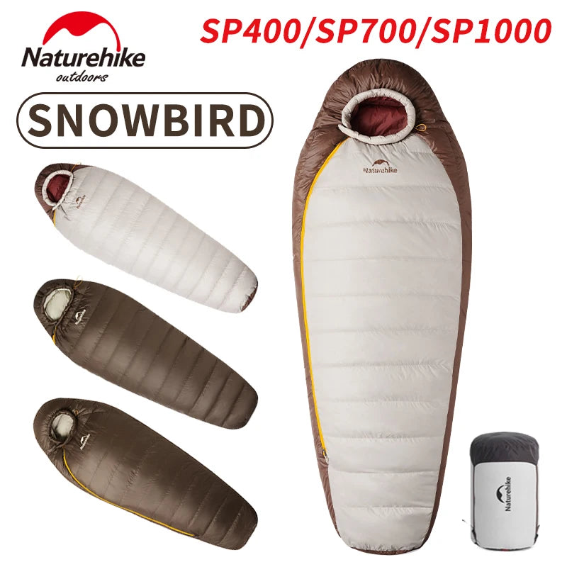 Naturehike Snowbird Sleeping Bag 650FP Duck Down Winter Warm Outdoor Camping Ultralight Hiking Mummy Sleeping Bag -18.6°C~3.8°C