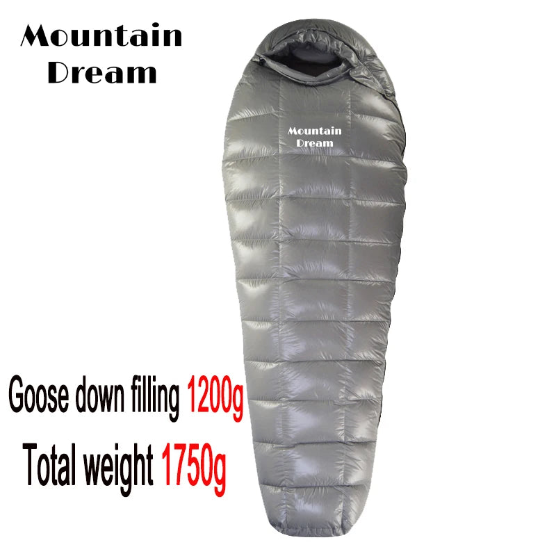 Mummy Checkered Sleeping Bag Very Warm White Goose Down Filling Suitable for Adults Winter Warm Camping Travel Hiking