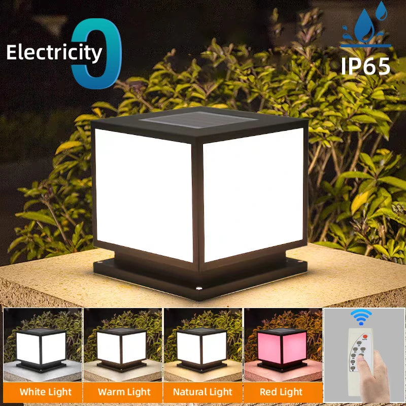 Outdoor Led Solar Garden Lights Dimming Timed Column Light Post Lamp Pillar Light Modern LED for Home Villa Garden Patio Decor