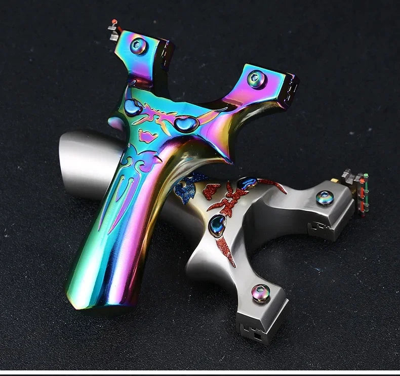 Aluminum material Outdoor Sports Hunting Alloy Shooting Slingshot Rubber Belt High-precision Shooting Alloy Slingshot Catapult