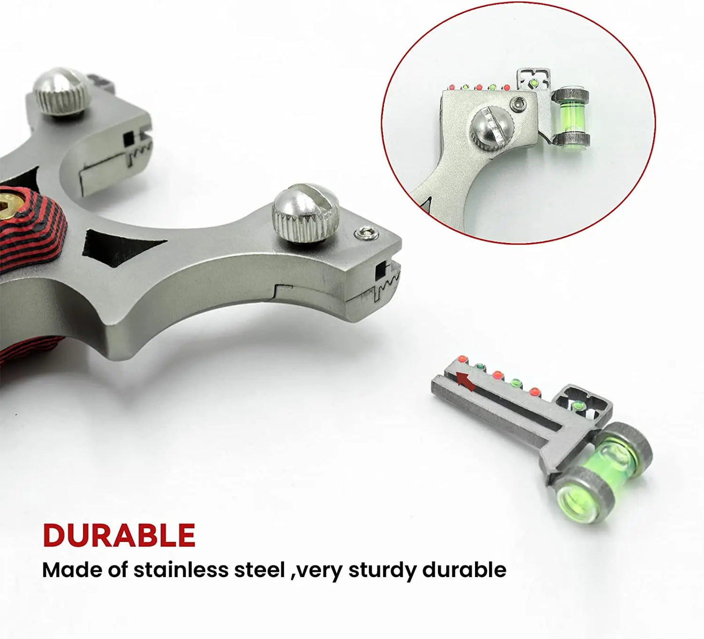 Slingshot with 20 Pieces Replacement Bands Powerful Stainless Steel Slingshot for Beginners Adult Shotting Pracitce