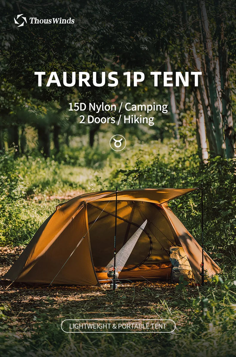 Thous Winds Taurus Solo Tent, Ultralight Hiking Camp, Solo Backpack Tent, Outdoor Cot Tent, 15D Nylon Ripstop Both Side Silicon