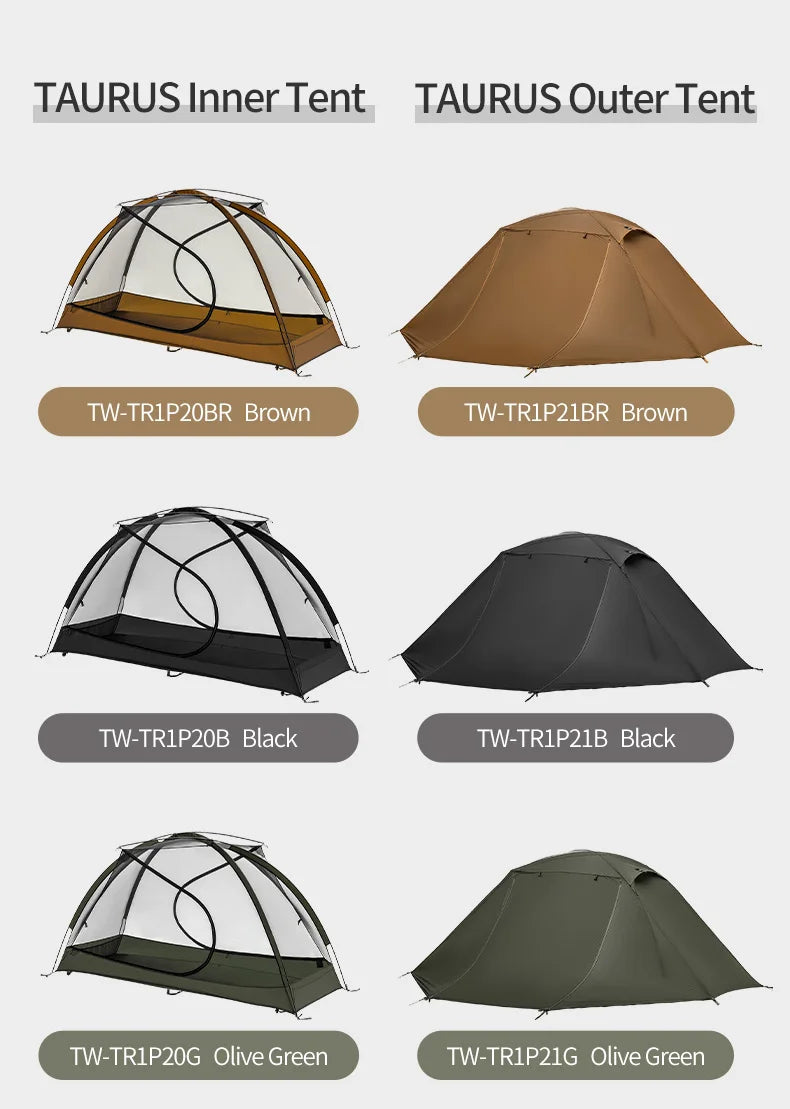 Thous Winds Taurus Solo Tent, Ultralight Hiking Camp, Solo Backpack Tent, Outdoor Cot Tent, 15D Nylon Ripstop Both Side Silicon