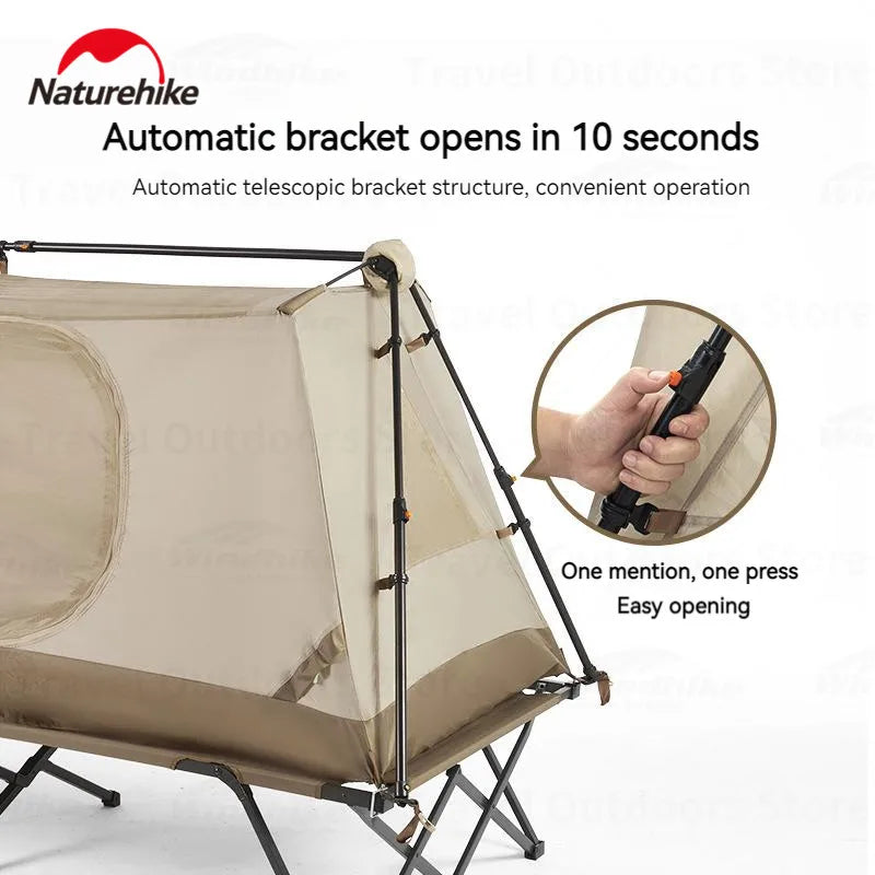 Naturehike A-Type Automatic Tent 1-2P Get Off The Ground Riverside Fishing One Touch Tent Quick Open Camping Bed Tent Waterproof