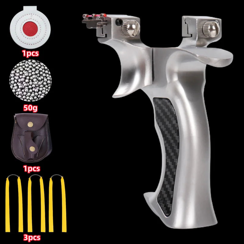 High Precision Rubber Band Shooting Alloy Slingshot and High-power Metal Catapult Sports Shooting Slingshot for Outdoor Hunting